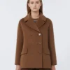Peacoat i bredvevd ull, tobakk Peacoat i bredvevd ull, tobakk