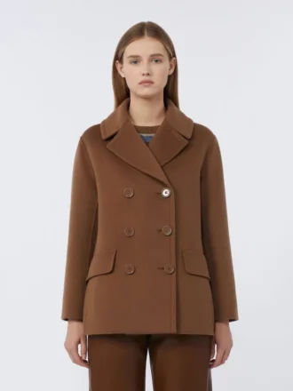 Peacoat i bredvevd ull, tobakk