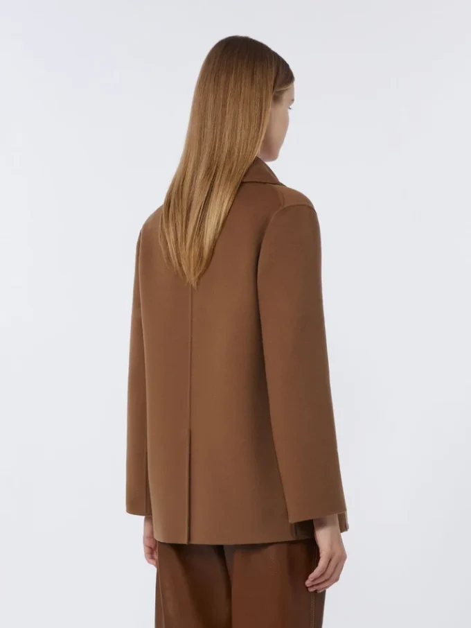 Peacoat i bredvevd ull, tobakk Peacoat i bredvevd ull, tobakk