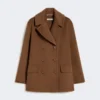 Peacoat i bredvevd ull, tobakk Peacoat i bredvevd ull, tobakk