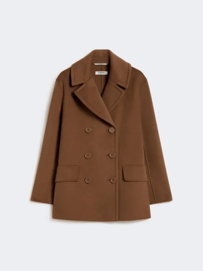 Peacoat i bredvevd ull, tobakk Peacoat i bredvevd ull, tobakk