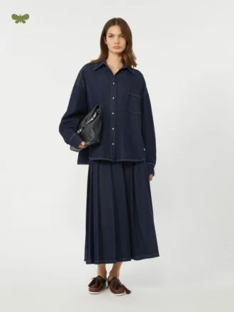 Plissert denimskjørt, marineblå