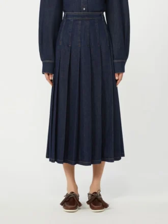 Plissert denimskjørt, marineblå