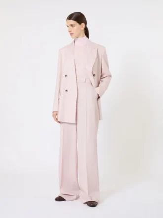 Polo-genser i ull med glattstrikk, rosa