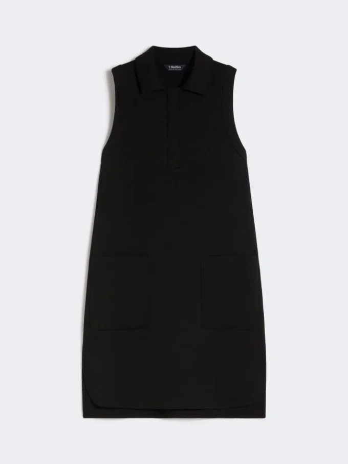 Polo-kjole i scuba-jersey, svart Polo-kjole i scuba-jersey, svart