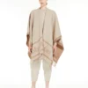 Poncho i jacquardull, beige