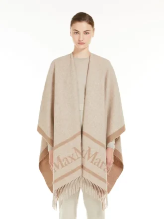 Poncho i jacquardull, beige