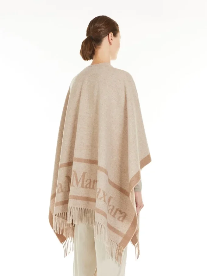 Poncho i jacquardull, beige