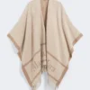 Poncho i jacquardull, beige