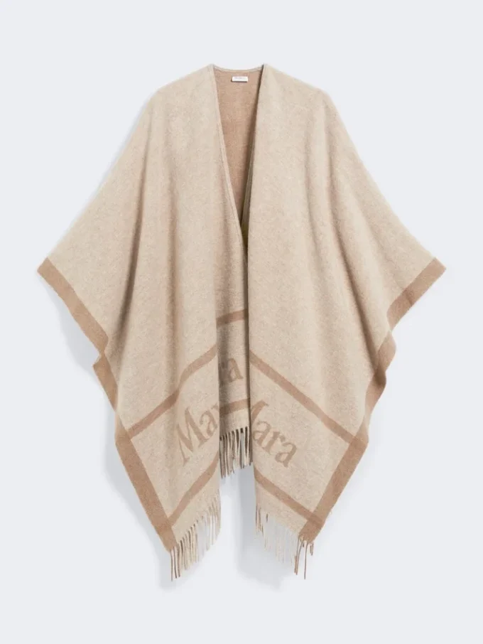 Poncho i jacquardull, beige