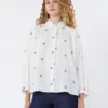 Poplin-skjorte med broderi, hvit