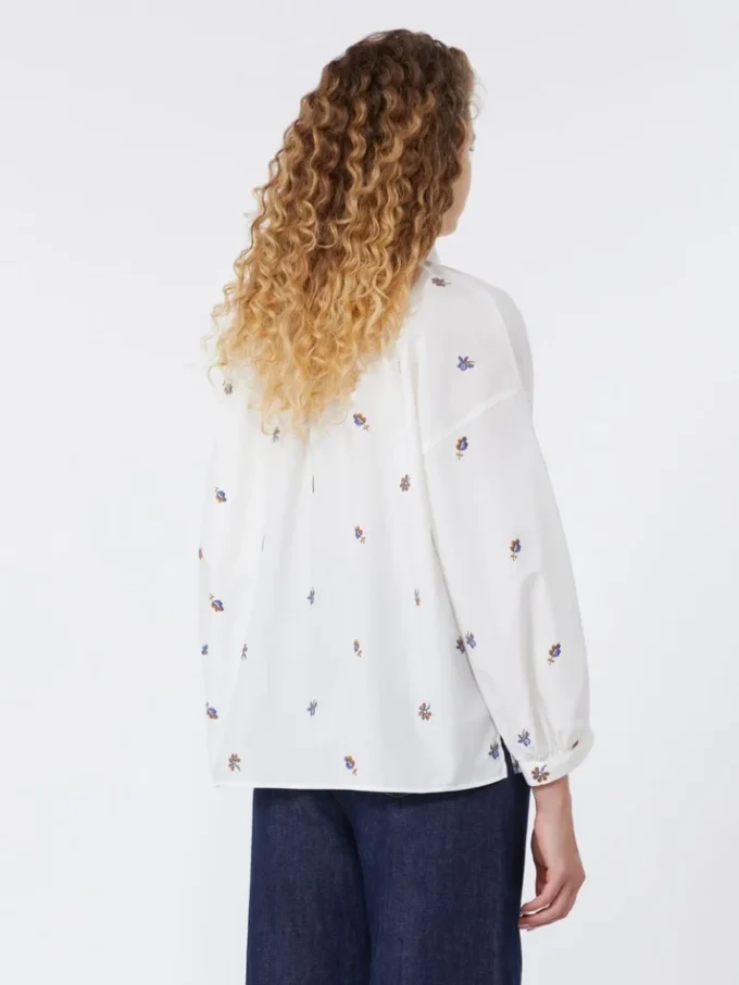 Poplin-skjorte med broderi, hvit