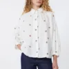 Poplin-skjorte med broderi, hvit