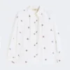 Poplin-skjorte med broderi, hvit