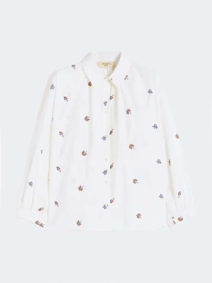 Poplin-skjorte med broderi, hvit