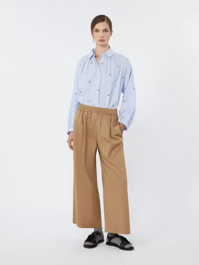Poplin-skjorte med broderi, lyseblå