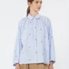 Poplin-skjorte med broderi, lyseblå