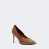 Pumps i nappaskinn, tobakk