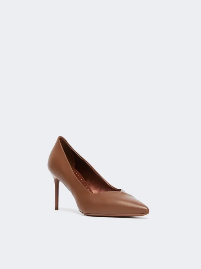 Pumps i nappaskinn, tobakk
