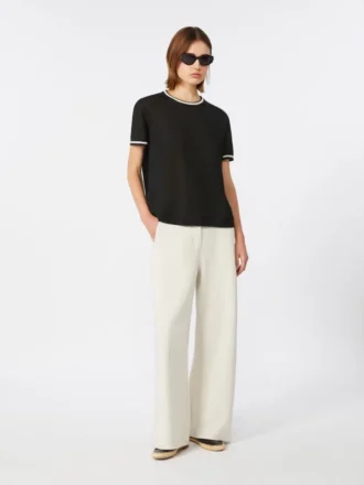 Rettskåret bukser i scuba-jersey, beige Rettskåret bukser i scuba-jersey, beige