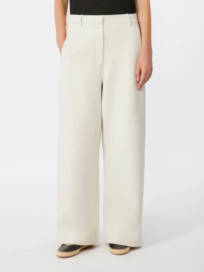 Rettskåret bukser i scuba-jersey, beige