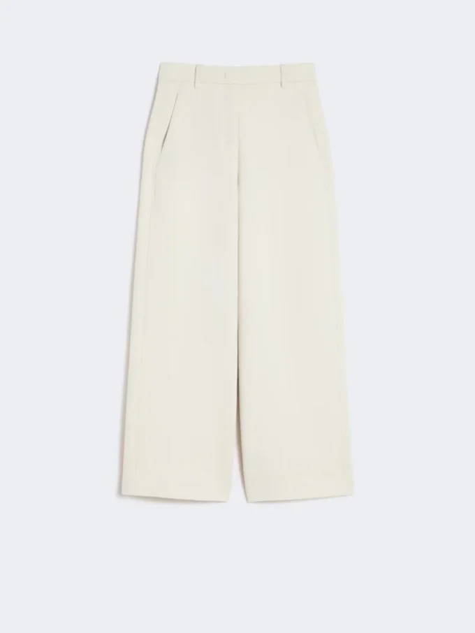 Rettskåret bukser i scuba-jersey, beige