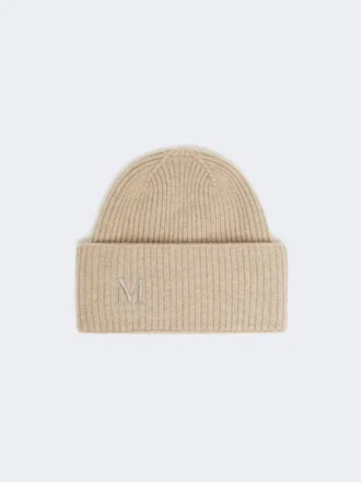 Ribbestrikket kasjmirlue, beige