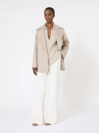 Ribbet kashmirgenser, beige