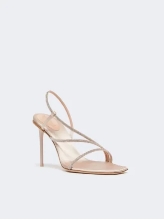 Sandaler i sateng og krystall, farge: nude