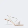 Sandaler i sateng og rhinestones, elfenben