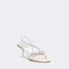 Sandaler i sateng og rhinestones, elfenben