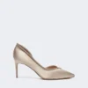 Satengpumps med krystaller, farge nude