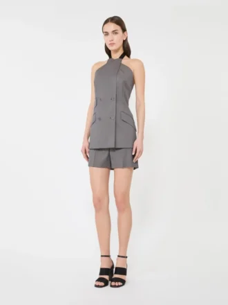 Shorts i gabardineull, mellomgrå