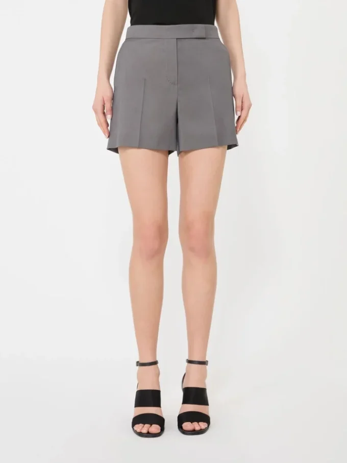 Shorts i gabardineull, mellomgrå