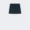 Shorts i lin med kurvfletting, midnattsblå