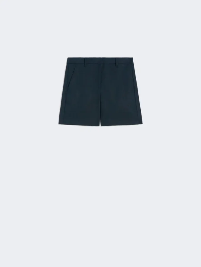 Shorts i lin med kurvfletting, midnattsblå
