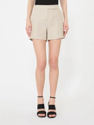 Shorts i lin med kurvvev, sand