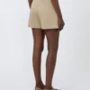 Shorts i stretchbomullssatin, kaki