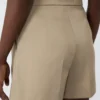 Shorts i stretchbomullssatin, kaki
