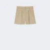 Shorts i stretchbomullssatin, kaki