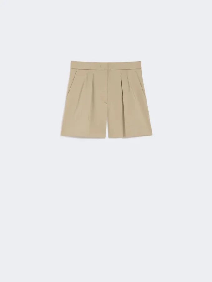 Shorts i stretchbomullssatin, kaki