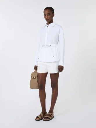 Shorts i stretchbomullssatin, silke