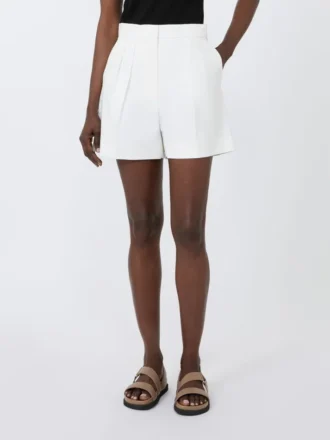 Shorts i stretchbomullssatin, silke