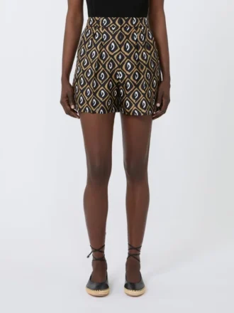 Shorts i trykt silke, svart