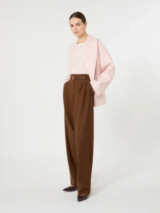 Silke-bluse med rund hals, rosa