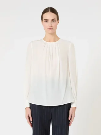 Silke-bluse med rund hals, silke