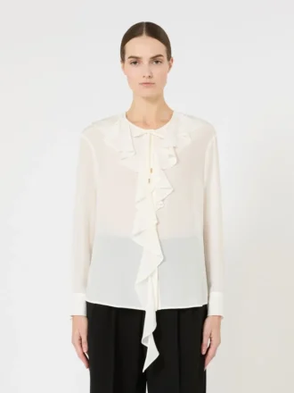 Silkebluse med volanger, silke