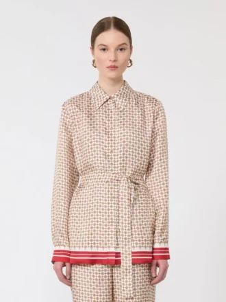Silkeskjorte med trykk, rød