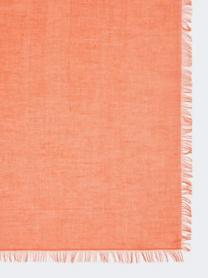 Sjal i jacquard av bomull, modal og kashmir, korall Sjal i jacquard av bomull, modal og kashmir, korall