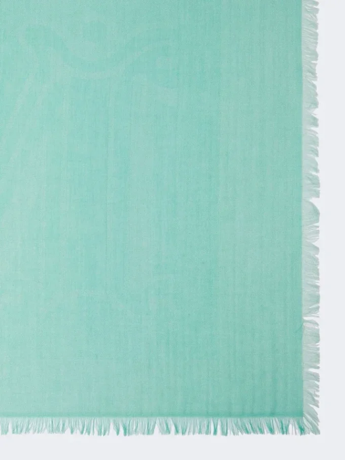 Sjal i jacquard av bomull, modal og kashmir, pastellgrønt